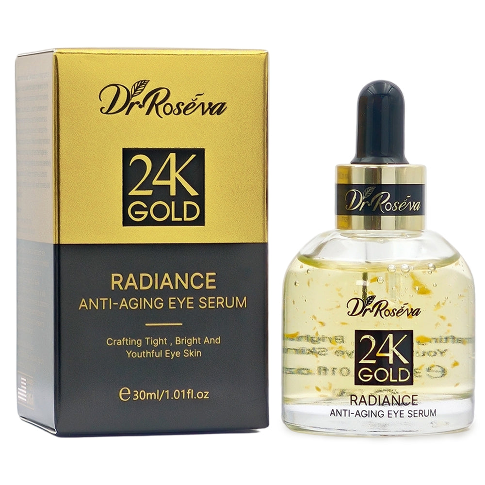DR.ROSEVA Sérum Contour des Yeux Or 24 carats Sérum Contour des Yeux Anti-Âge Bio Acide Hyaluronique Peptide Collagène Pour l'Élasticité du Visage Anti-Rides