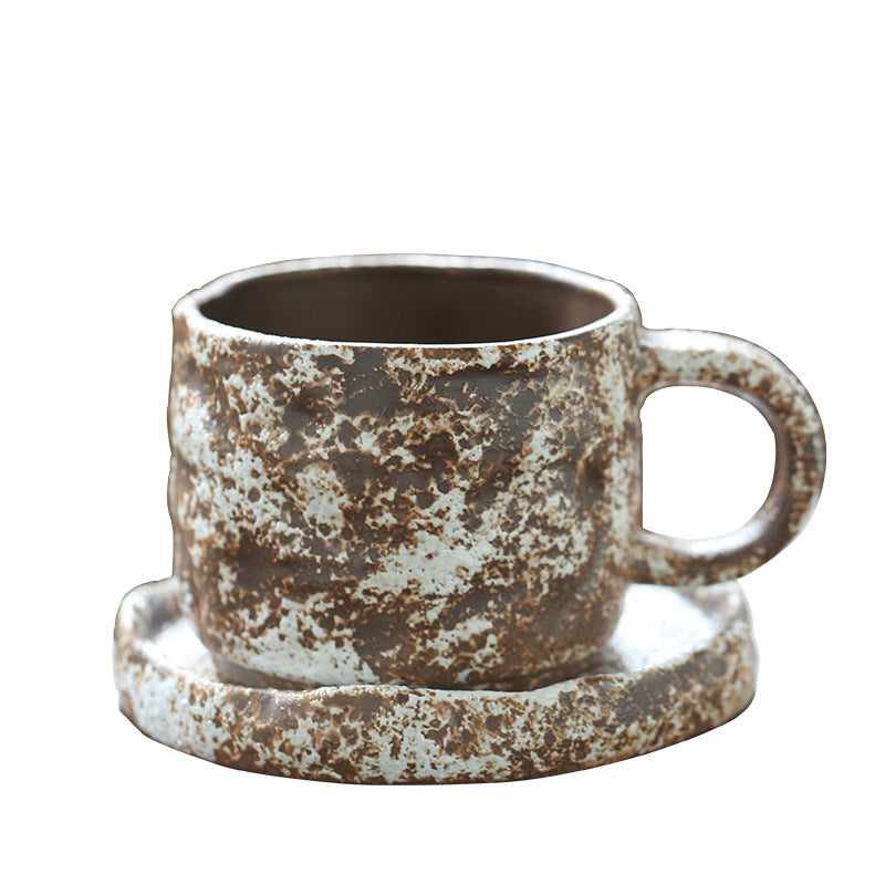 Stoneware Medieval Ceramic Simple Retro Coffee Cup And Saucer Suit