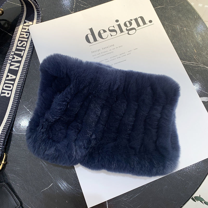 Rex Rabbit Fur Bandana Women's Winter Elastic Net Scarf Hair Band Wild Grass Plush Headband Children's Scarf