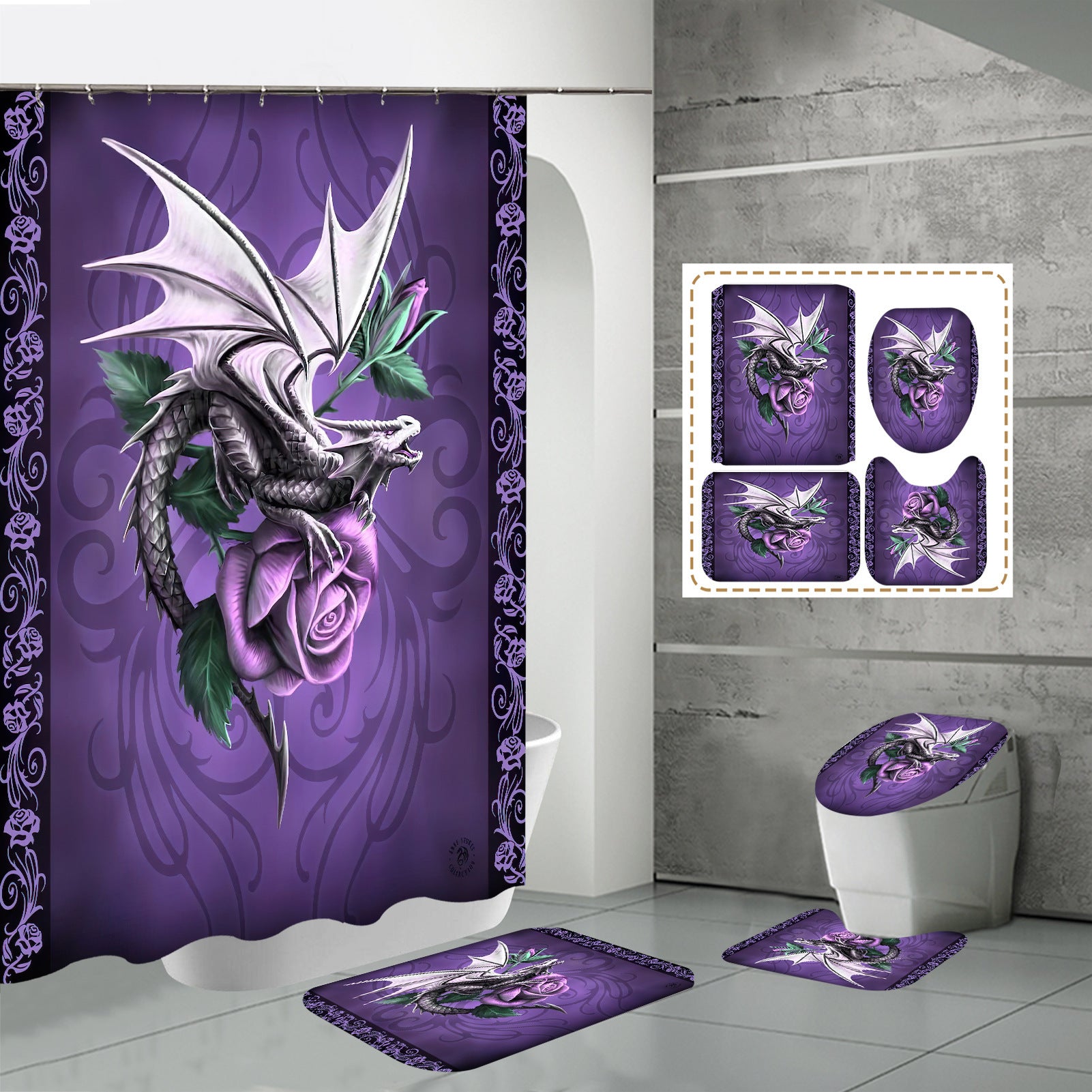 3D HD Digital Printing Bathroom Shower Curtain