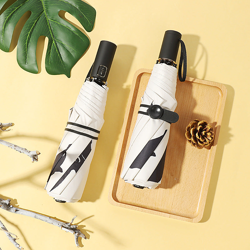 Creative Vinyl Automatic Three-folding Umbrella Dual-use Folding Sun Umbrella