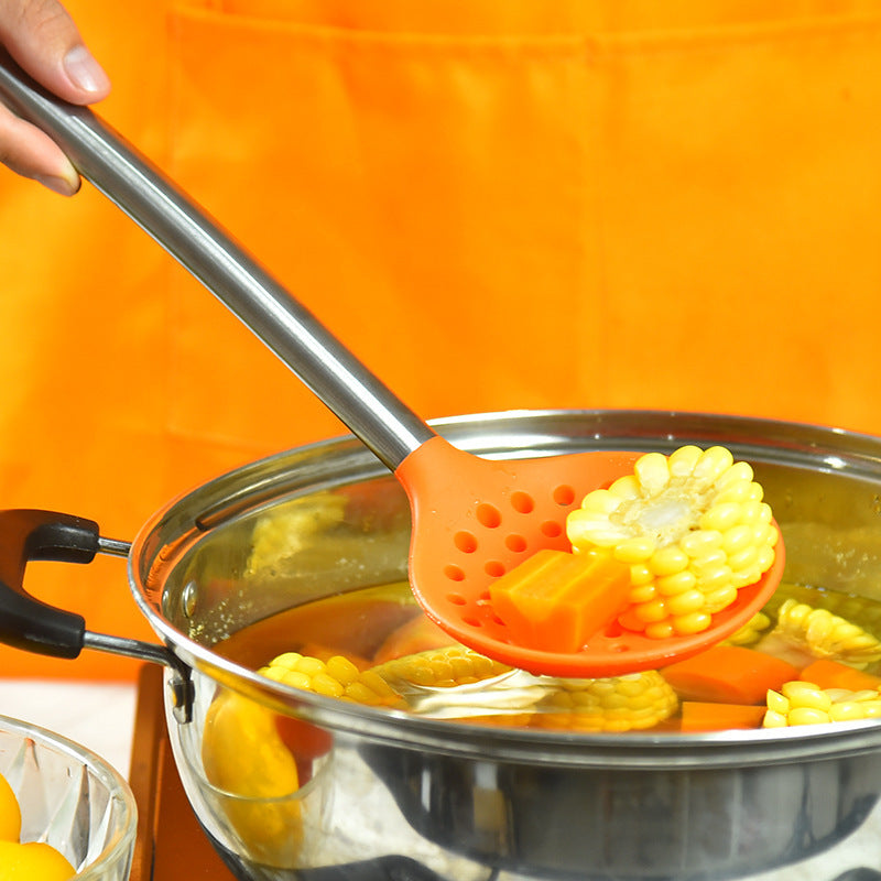 Ensemble d'ustensiles de cuisine 7 pièces en silicone et acier inoxydable, spatule et cuillère en silicone
