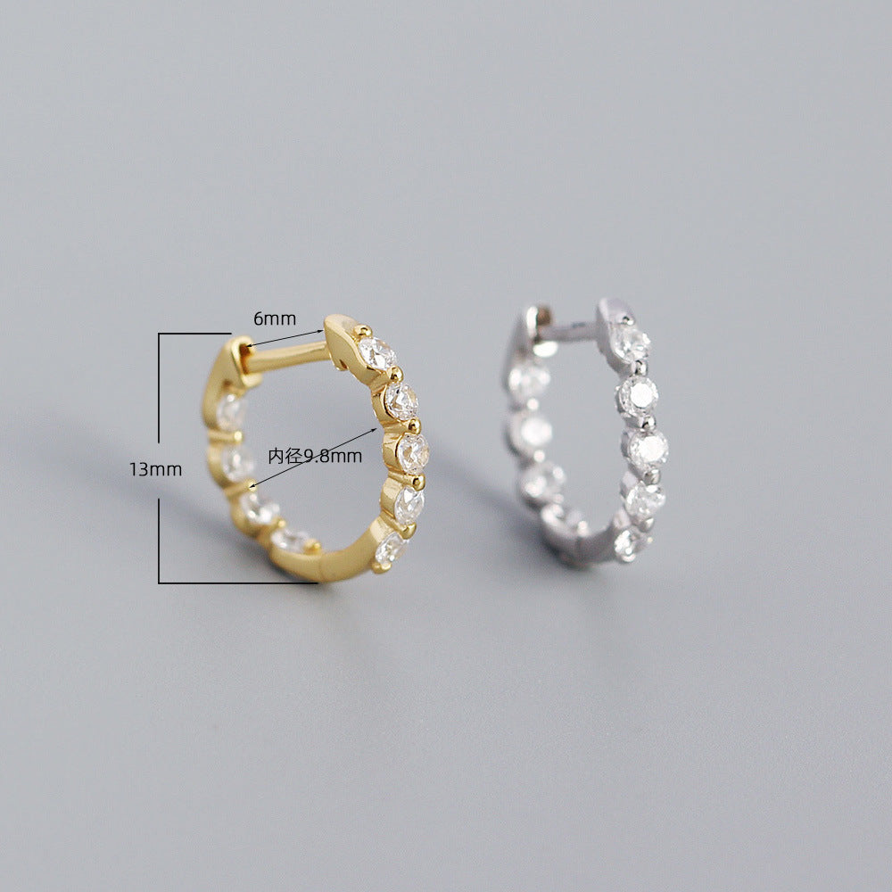 New S925 Silver Ins Geometric Zircon Diamond Earclip Earrings Silver Accessories Women