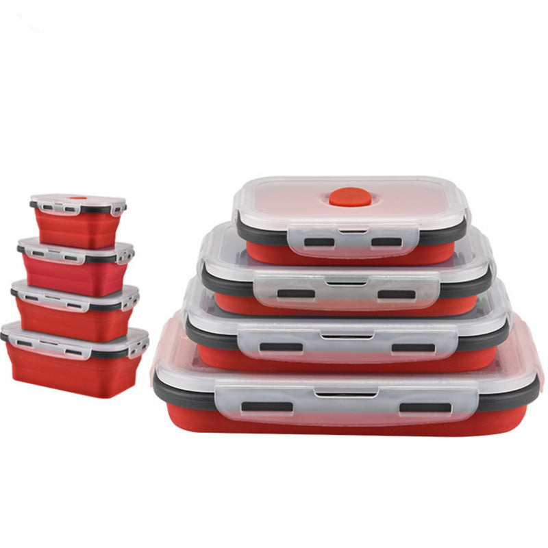 Square Silicone Folding Lunch Refrigerator Storage Box