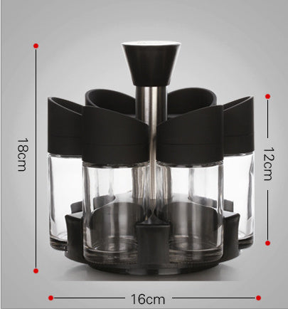 Rotating Glass Seasoning Bottle Creative Kitchen Condiments Box