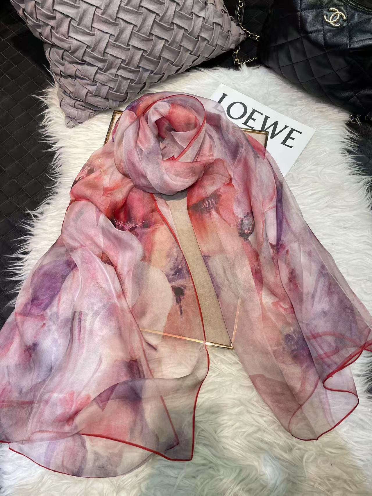 Mulberry Silk Chiffon With Digital Printlightweight Airy And Flowy Summer Sheer Scarf