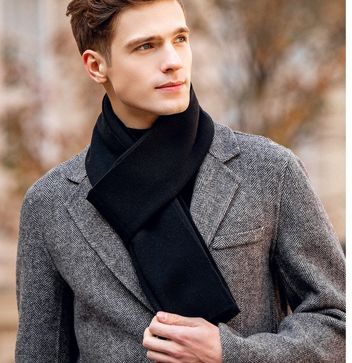 Men's Solid-color Wool Knitted Scarf