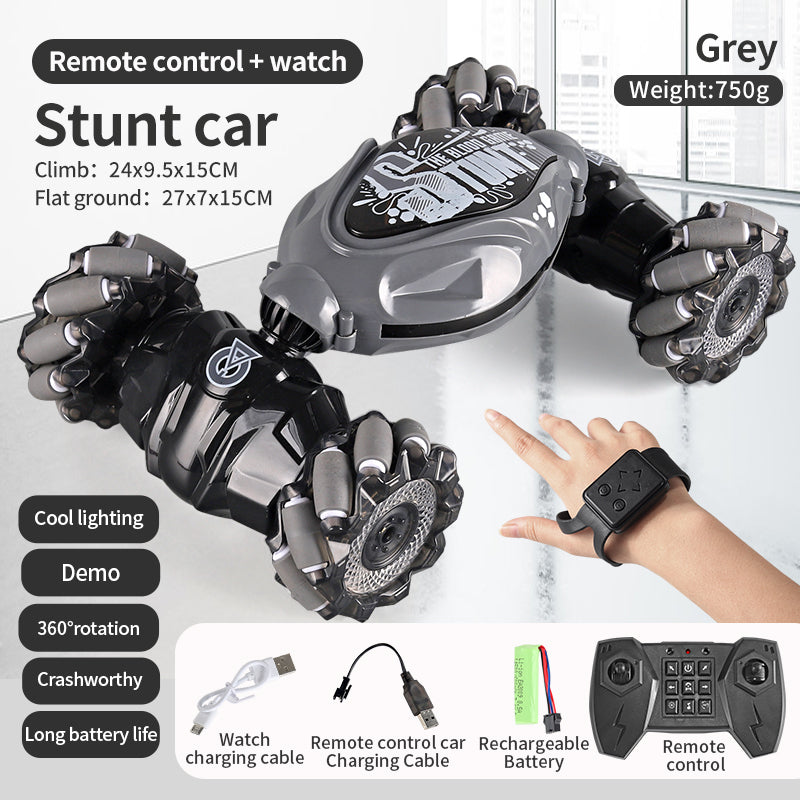 4WD RC Off Road Stunt Wheels Drift Car With Music Led Lights 2.4G Gesture Remote Control Spray 360 Rotating Climbing Car Toys