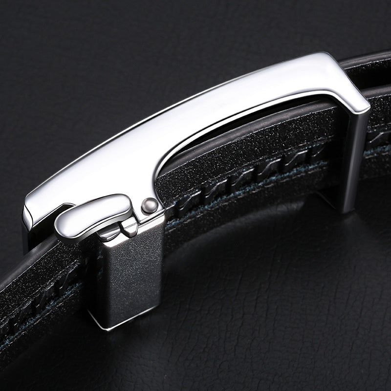 Top Layer Men's Genuine Leather Casual Automatic Buckle Belt