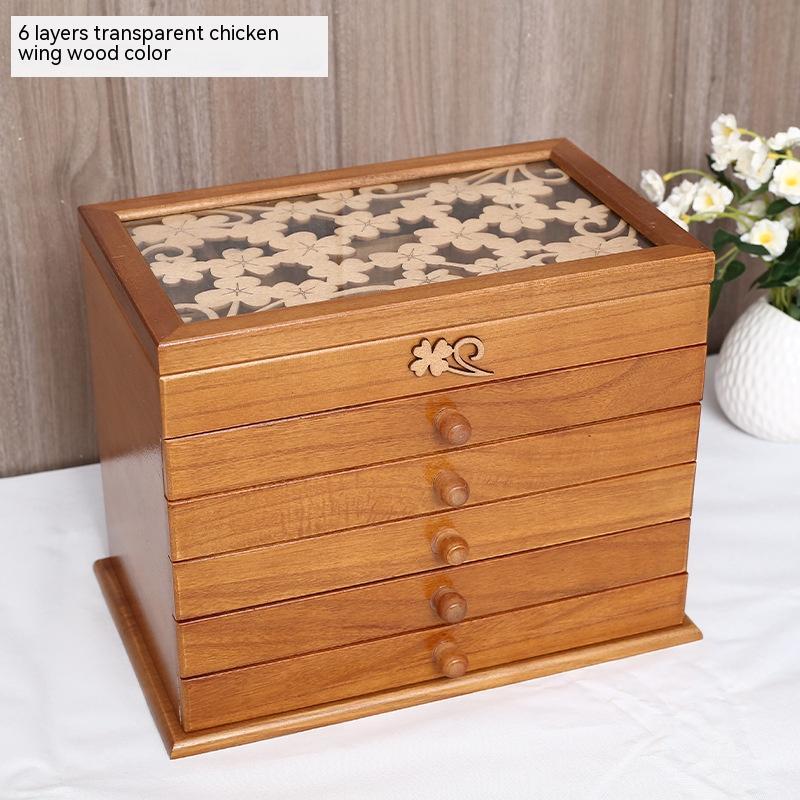 Vintage Drawer Style Large Capacity Lockable Jewelry Storage Box