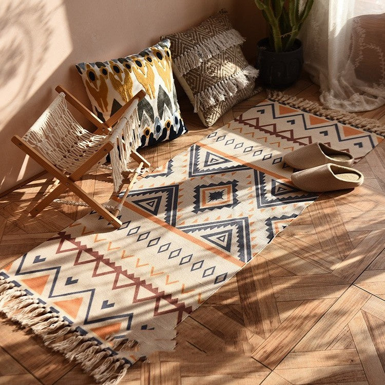 Vintage National Style Cotton Hemp Floor Mat