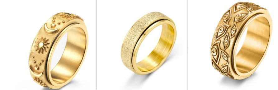Stars Sun Moon Rotatable Titanium Steel Ring