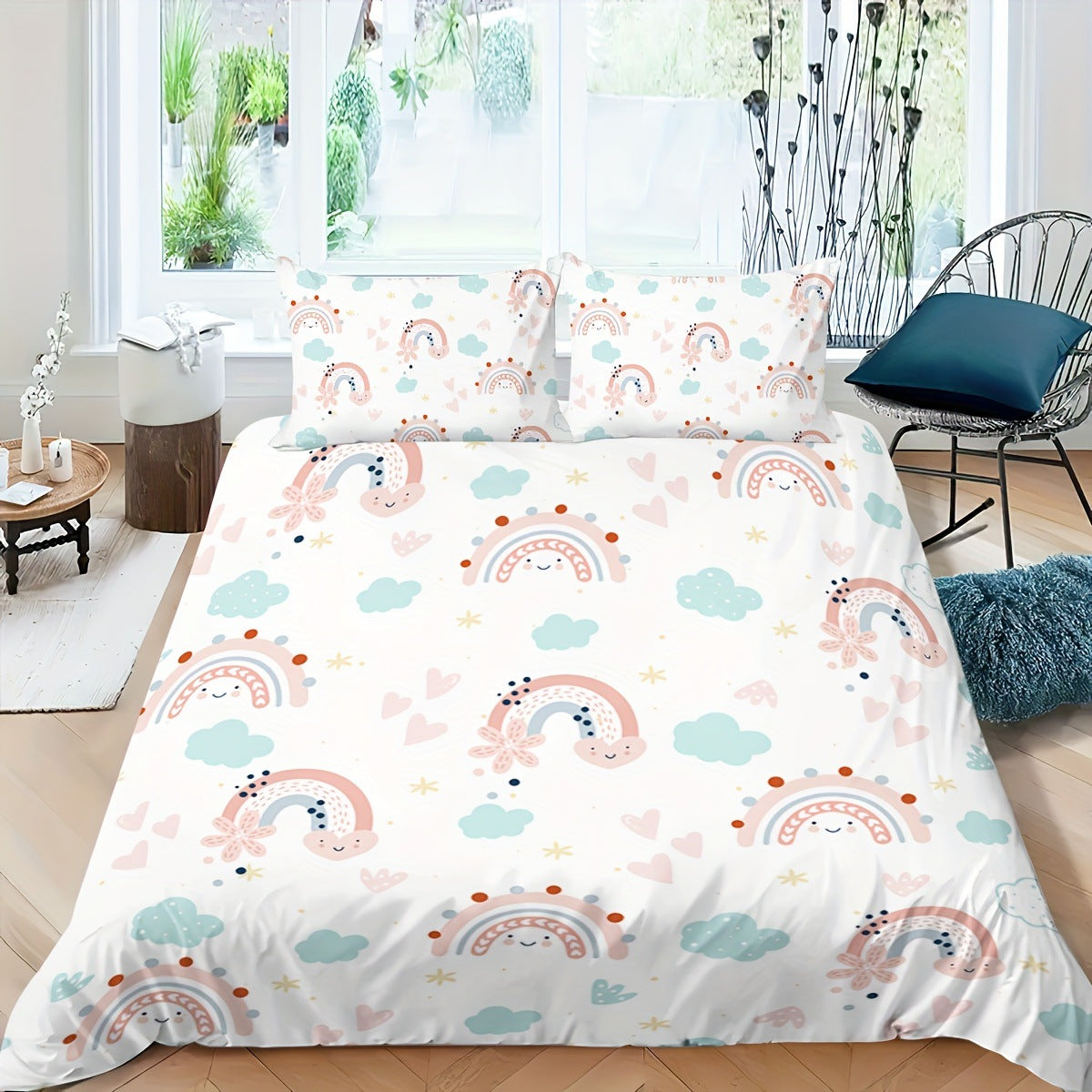 Quicksand Floral Print Bed Sheet Three-Piece Bedding Set
