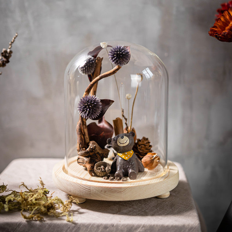 Handmade Plant Dried Flower Flower Micro Landscape Glass Cover Home Furnishings