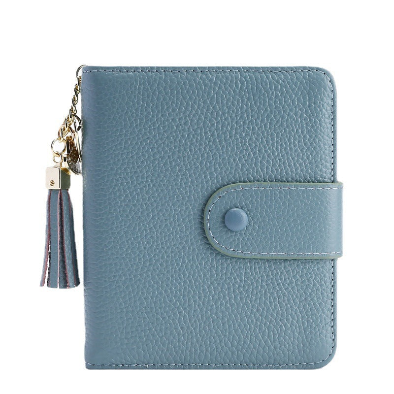 Korean Style Large Capacity Tassel Snap Solid Color Multiple Card Slots Driving License Protective Cover