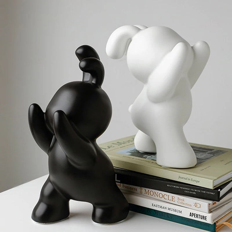 Push Rabbit Electric Bookcase Desk Ceramic Decorations Bookend Ornaments