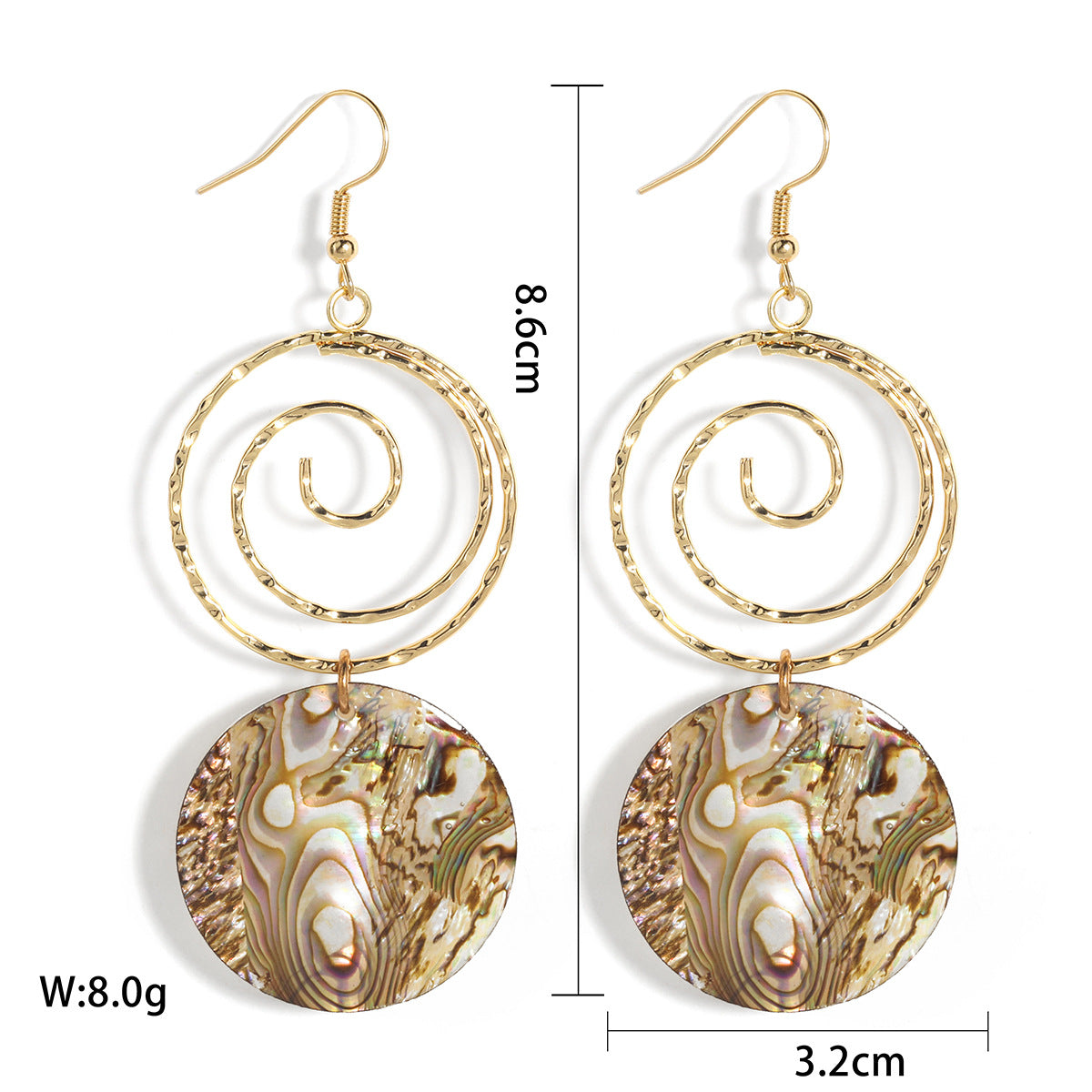 European And American Exaggerated Abalone Shell Earrings SHEIN Popular Niche