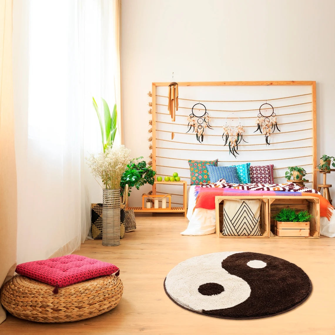 Round Hanging Basket Carpet Yoga Cushion Home