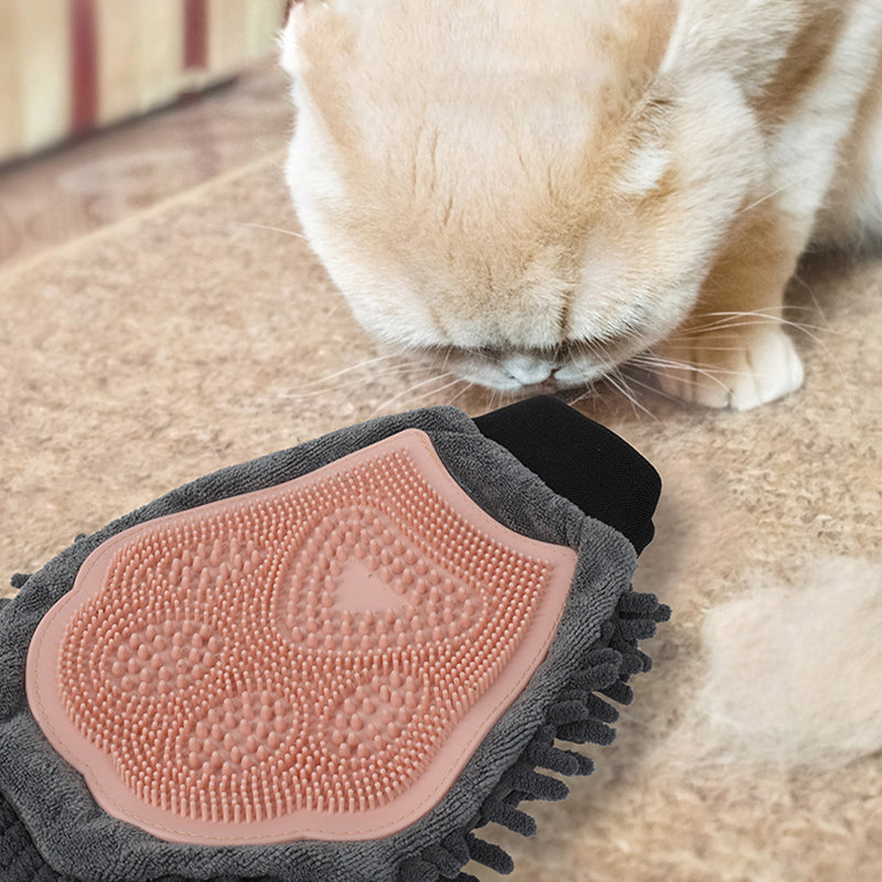 Brosse de bain pour animaux 2 en 1 Gant de toilettage élégant Outil de toilettage pour chiens et chats pour le brossage, le massage et le séchage Kit de toilettage pour chiens et chats Brosse de bain 2 faces Gant de nettoyage et de massage