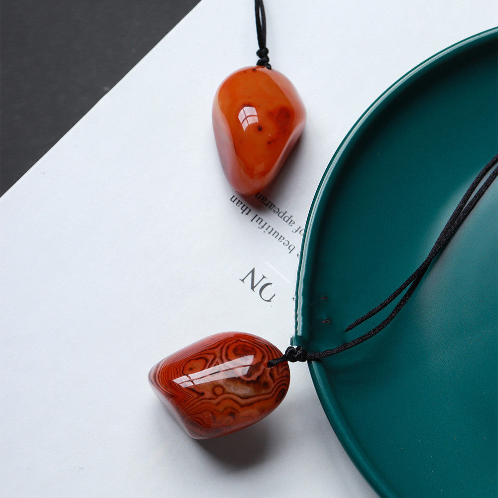 Natural Crystal Entwined Agate Raw Stone Polished Necklace