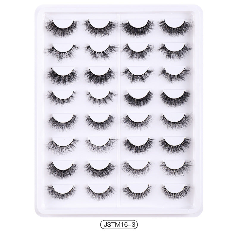 16 Pairs Of Hand Fried Hair Curling Thick False Eyelashes