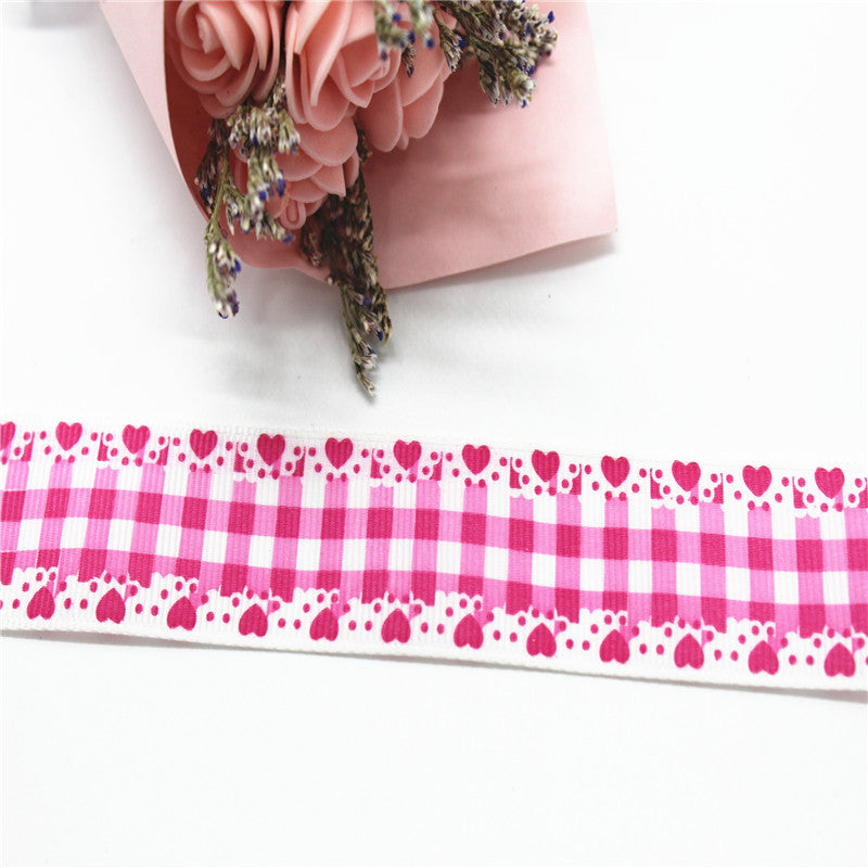 Plaid Two-color Printing Thread Belt Fabric Bow Handmade Hair Accessories DIY Ribbon