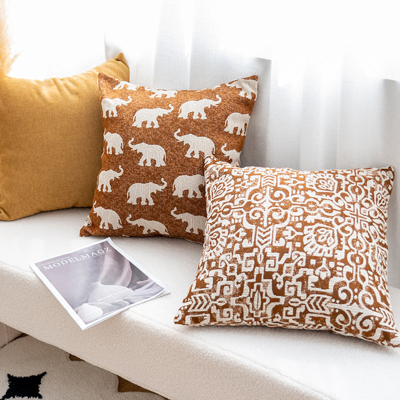 Ethnic Style Yarn-dyed Elephant Throw Pillow Cushion
