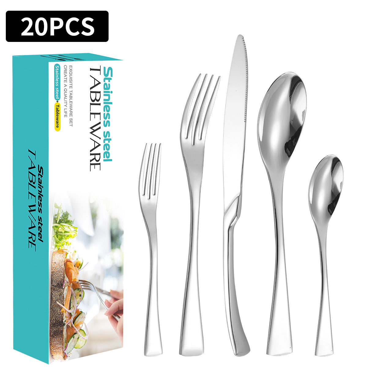 Stainless Steel Tableware Five-piece Steak Knife, Fork And Spoon