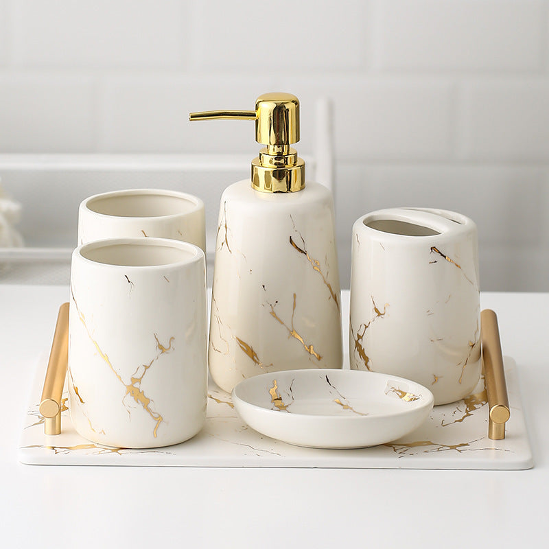 Five-piece Toilet Ceramic Bathroom Supplies Wash And Rinse Cup