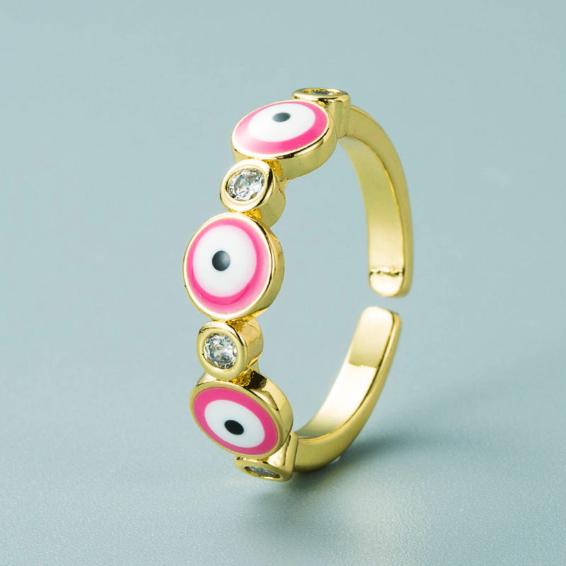 Ins European And American Copper Gold-plated Oil Eye Ring