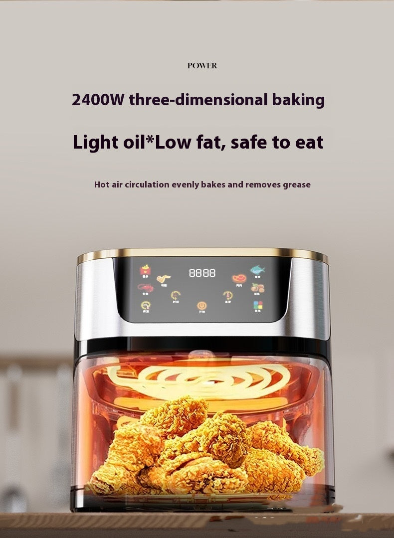 12L English Large Capacity Visible Stainless Steel Household Air Fryer