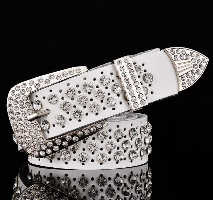 Ceinture en cuir pour femme Gypsophila avec strass