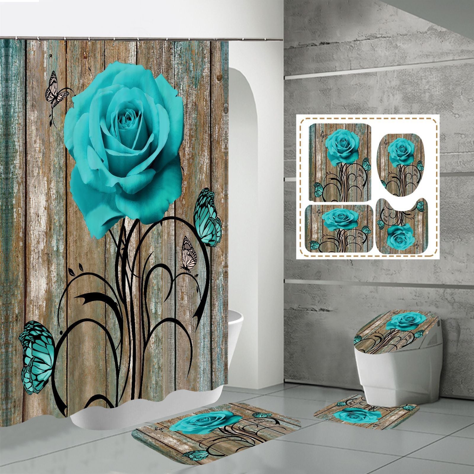 3D HD Digital Printing Bathroom Shower Curtain