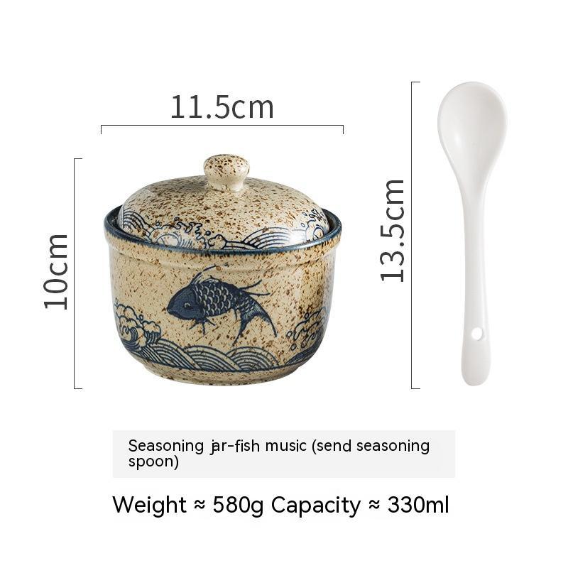 Kitchen Retro Porcelain Hand Painted Seasoning Jar