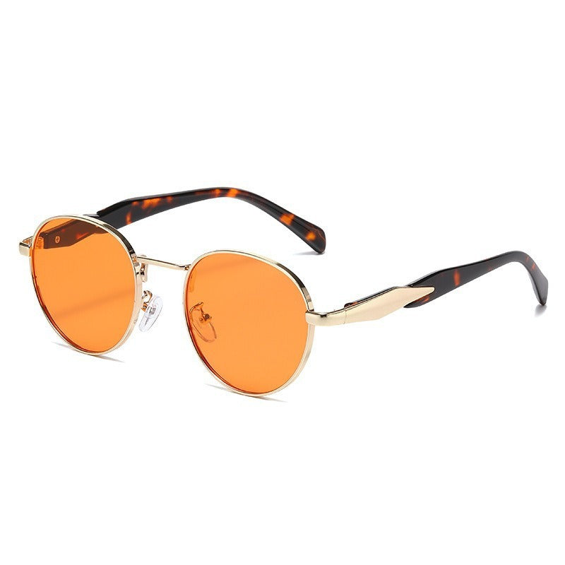 Lunettes de Soleil Rondes en Métal Protection UV pour Femme