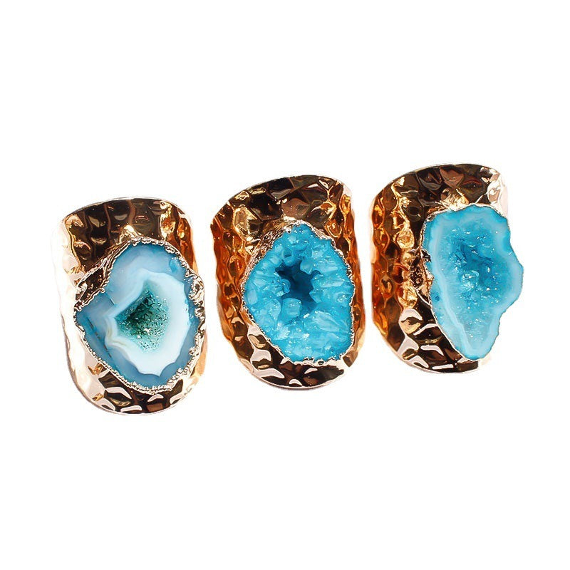 Natural Agate Crystal Hole Ring Natural Stone Rough Stone Slice