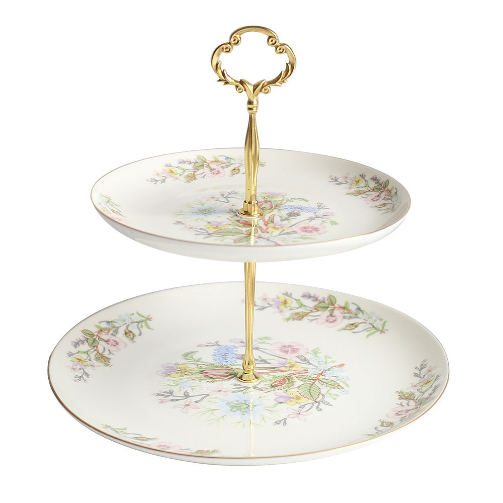 High-end British Afternoon   Set European-style Dessertdouble Fruit Platecoffee Cup Saucer Black Tea