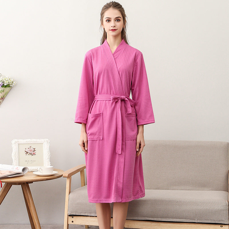Bathrobe Women's Thin Waffle Couple Nightgown